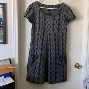 14W Grey and Black just below the knee dress